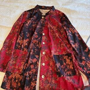Soft Surroundings Red and Black Floral Jacket